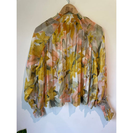 Shein floral stand shift blouse size s - clothing tops blouse - clothing & fashion - long sleeve - top women’s apparel