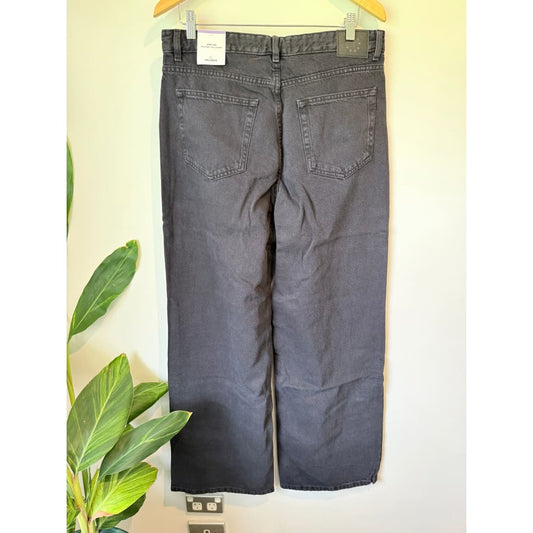 Pull&bear size 16 women’s wide leg high rise full length jeans black - jeans bottom women’s apparel