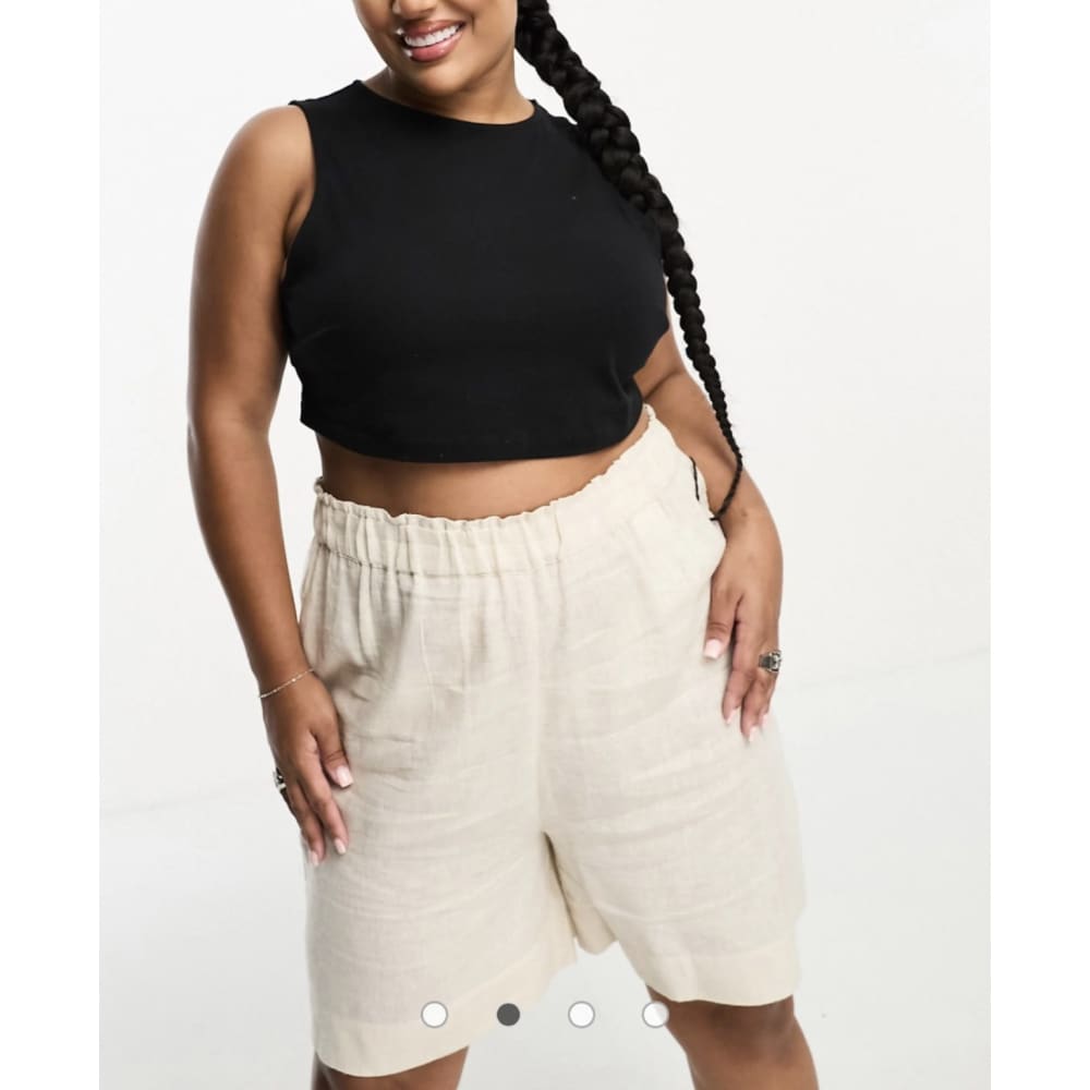 Only curve size eu46 / 18 linen shorts in cream - 18 - shorts bottom - clothing & fashion - shorts womenâs apparel