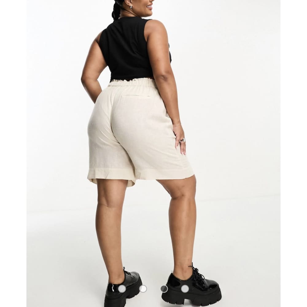 Only curve size eu46 / 18 linen shorts in cream - 18 - shorts bottom - clothing & fashion - shorts womenâs apparel