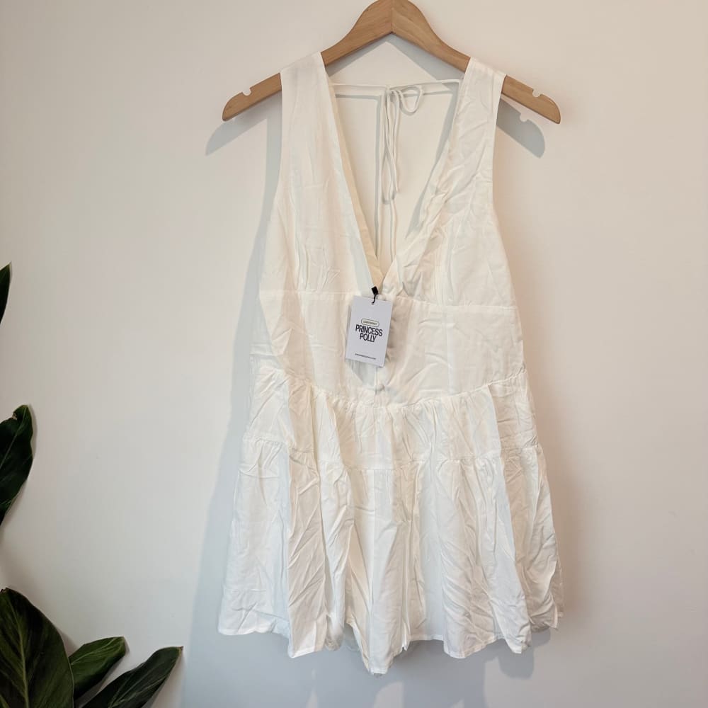 Princess polly size 14 halcyon romper white - one-pieces top women’s apparel