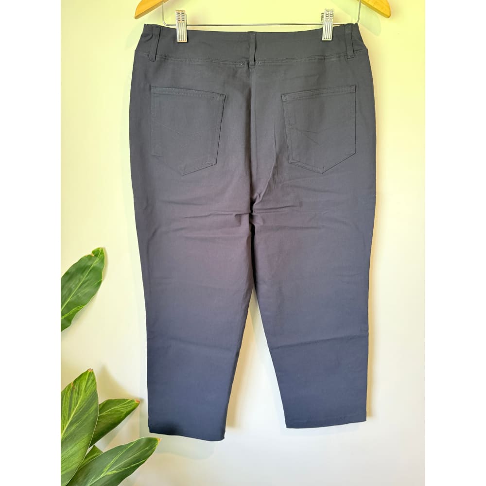 Ella j size 12 pull-on button cropped trousers in lagoon - trousers bottom womenâs apparel