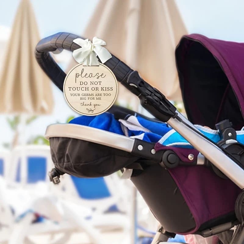 ‘please do not touch or kiss’ wooden sign with ribbon – gentle reminder for baby & home spaces - safety & warning signs