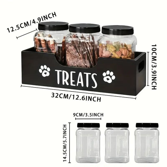 Wooden pet treat holder station | rustic storage box for pet snacks – brand new - food storage containers pet apparel &