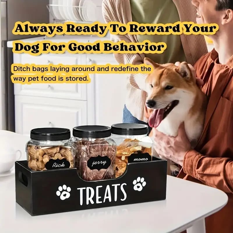 Wooden pet treat holder station | rustic storage box for pet snacks – brand new - food storage containers pet apparel &