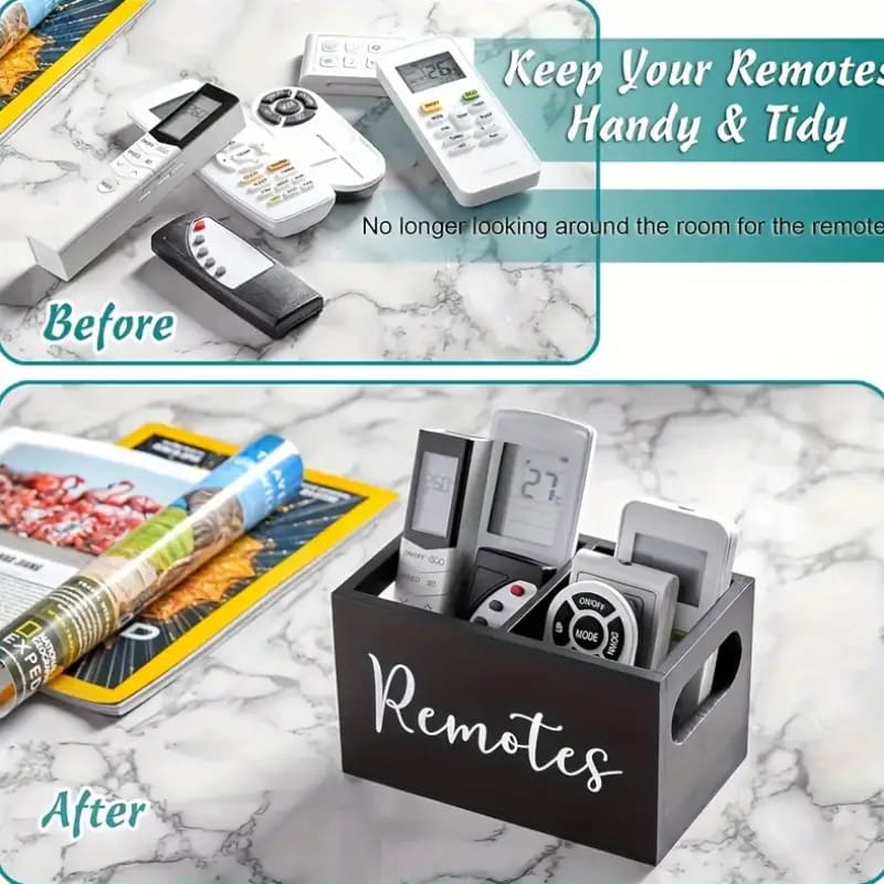 Wooden remote storage box | organiser for remotes stationery & more – brand new - household storage containers