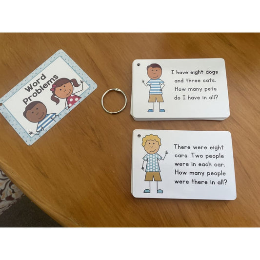 Word problem cards | maths practice flashcards with ring – brand new - educational flash cards book - educational