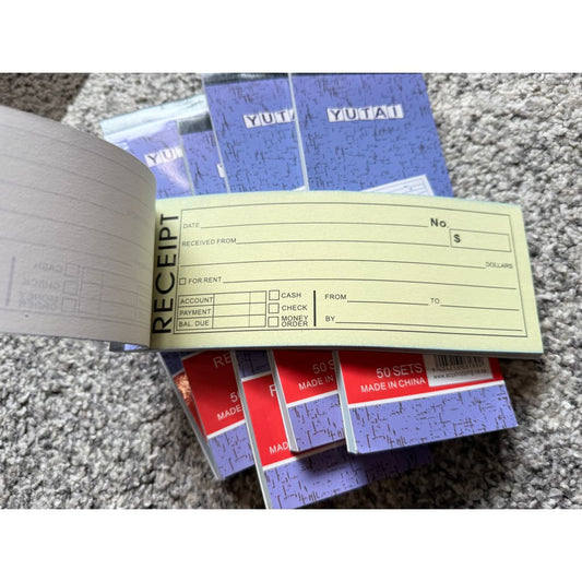 6-pack yutai rent / money receipt books - business forms & receipts stationery