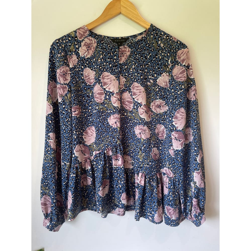 Zafina size 10 floral top - clothing tops blouse - clothing & fashion - designer clearance - top women’s apparel