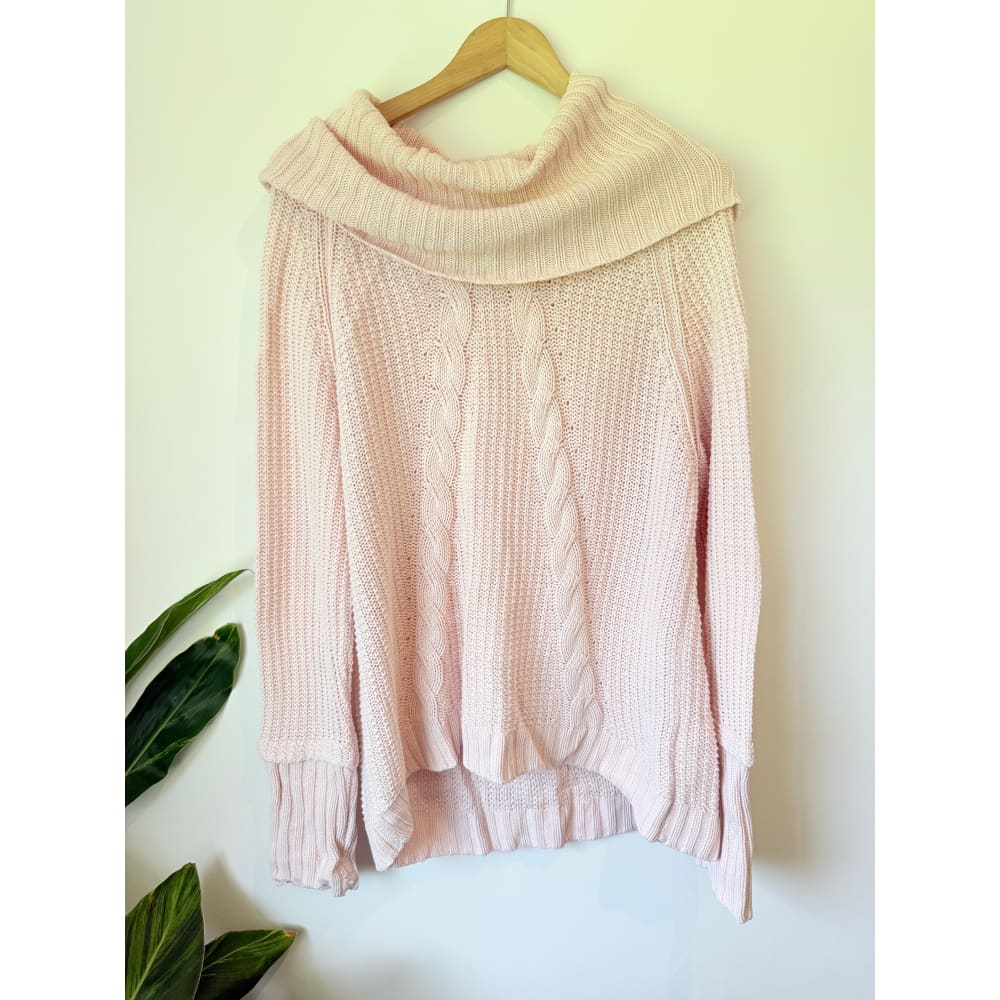 Zest pale pink cable knit cowl neck sweater – size s | cosy relaxed fit - sweaters condition: used - top women’s apparel