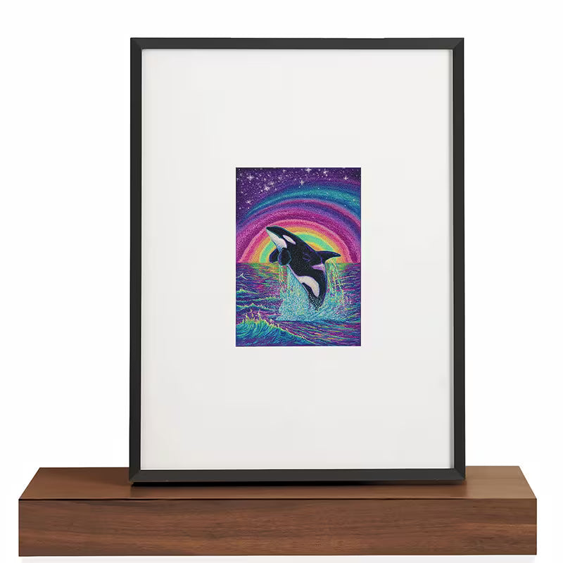 30x40cm  5D Glow-In-The-Dark Diamond Painting Kit – Rainbow Whale