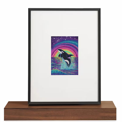 30x40cm  5D Glow-In-The-Dark Diamond Painting Kit – Rainbow Whale