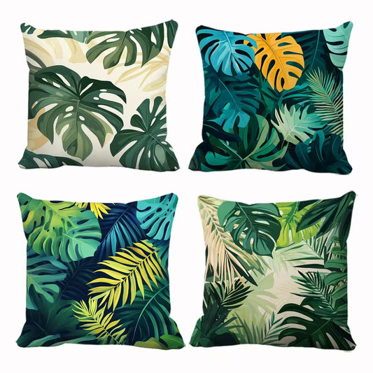 4pc Tropical Leaf Cushion Covers 45x45cm