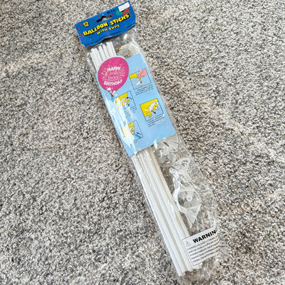 12 Pack White Balloon Sticks with Cups – Reusable Balloon Holders for Parties