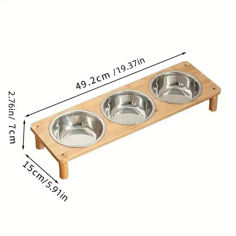 Elevated Wooden Pet Feeder Bowl