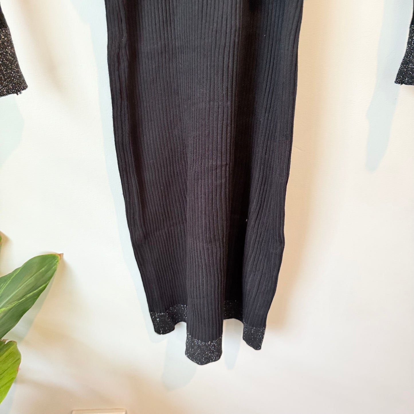 2-Piece Ribbed Knit Dress and Cardigan Set - Black - Size 6