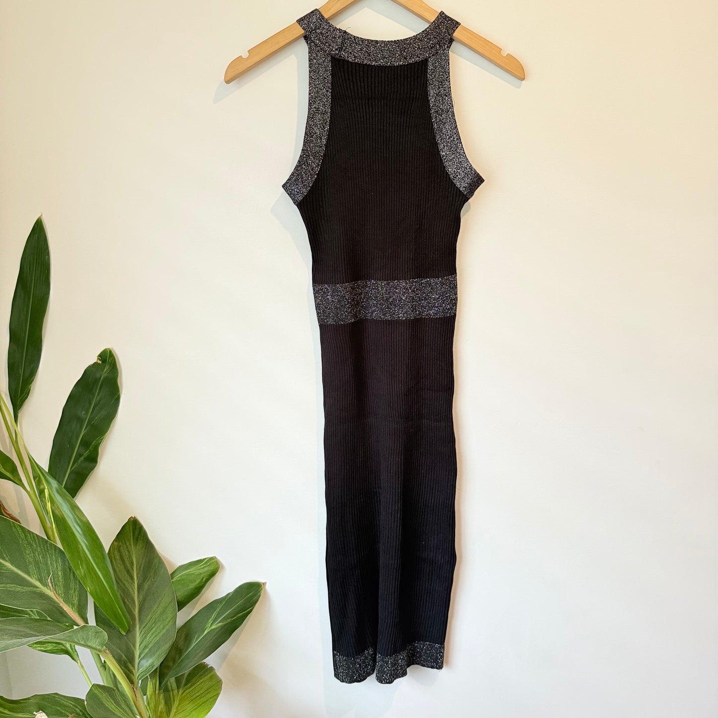 2-Piece Ribbed Knit Dress and Cardigan Set - Black - Size 6