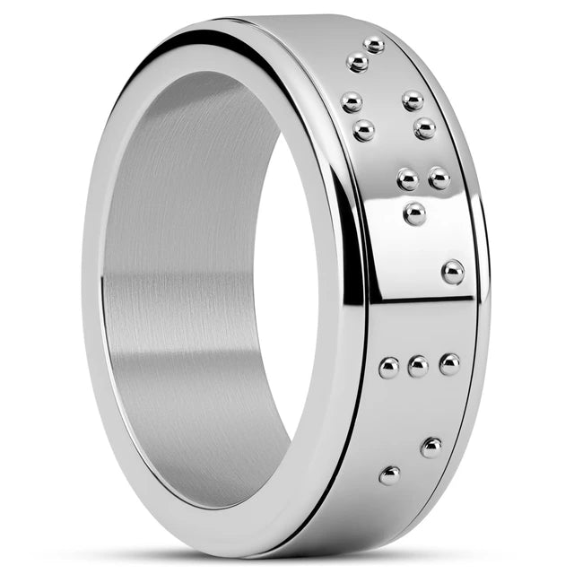 Silver-Tone Braille "LOVE" Ring
