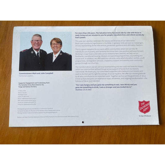 2025 the salvation army nz birds calendar - wall calendars home&living materials