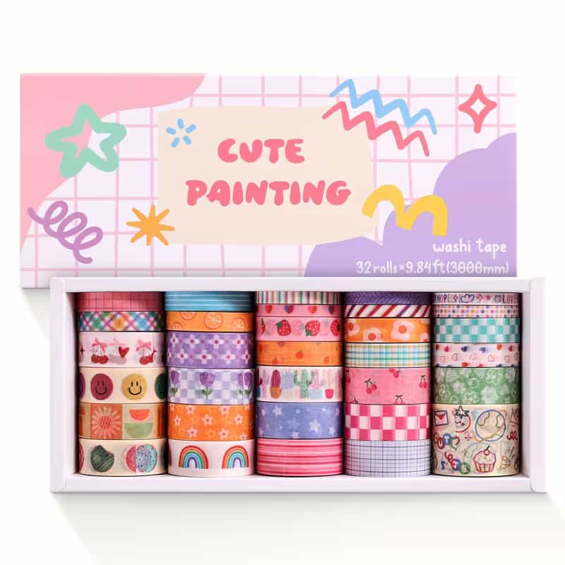 Cute Floral Washi Tape Set – 32 Rolls