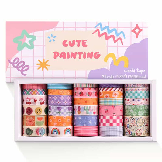 Cute Floral Washi Tape Set – 32 Rolls