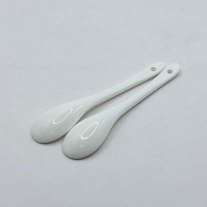 2 Pcs White Ceramic Spoons