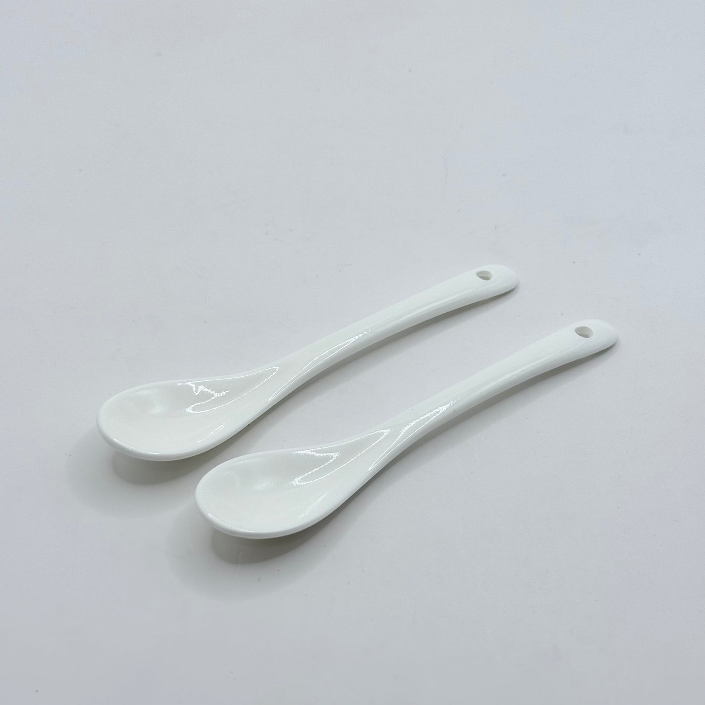 2 Pcs White Ceramic Spoons