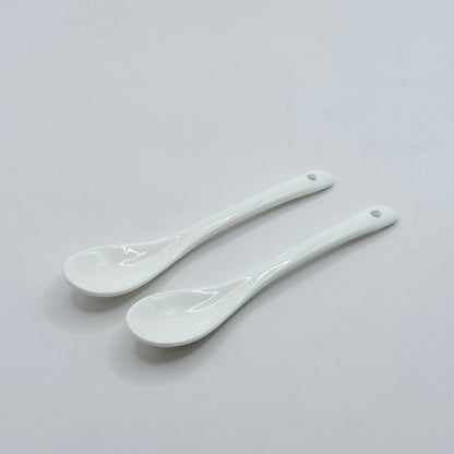 2 Pcs White Ceramic Spoons