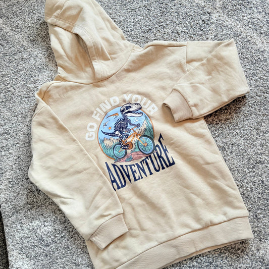 2tu kids’ go find your adventure hoodie (size 7 yrs) – stone beige - hoodies baby clothing
