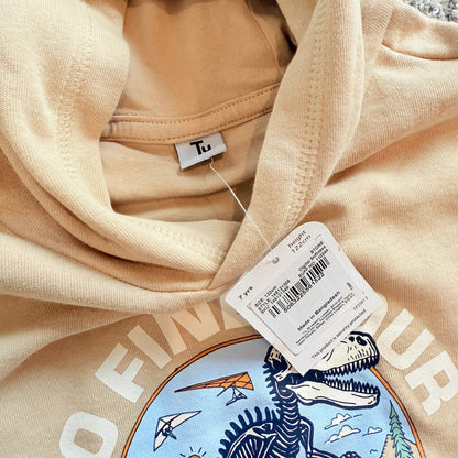 2tu kids’ go find your adventure hoodie (size 7 yrs) – stone beige - hoodies baby clothing