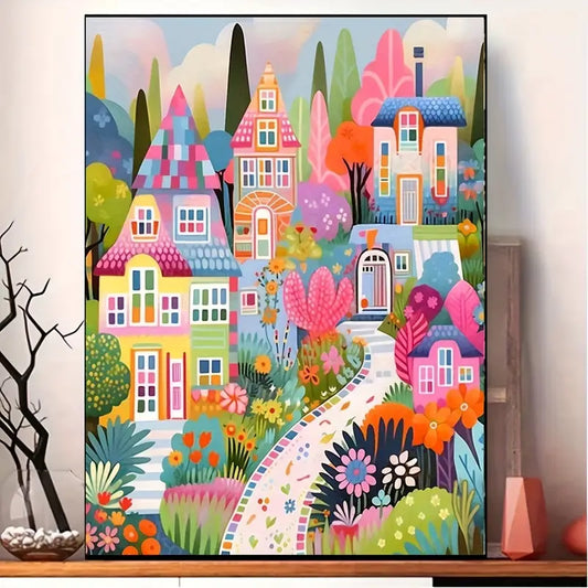 30×40 cm colourful town diamond art kit – full drill - drawing & painting kits from google - what’s new crafts
