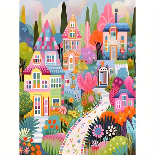 30×40 cm colourful town diamond art kit – full drill - drawing & painting kits from google - what’s new crafts