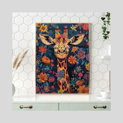 30x40cm Floral Giraffe Diamond Art Kit - Brand New DIY Craft Project