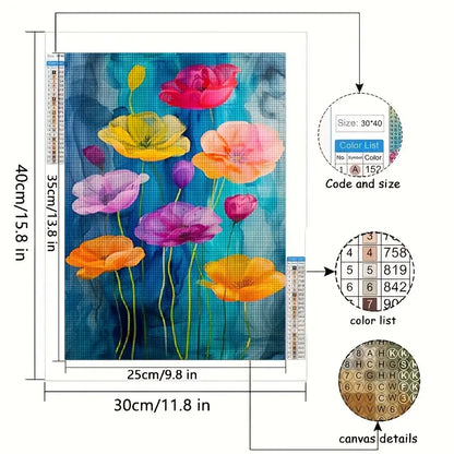 30×40 cm vibrant poppy diamond art kit – full drill - mosaic kits from google - what’s new crafts