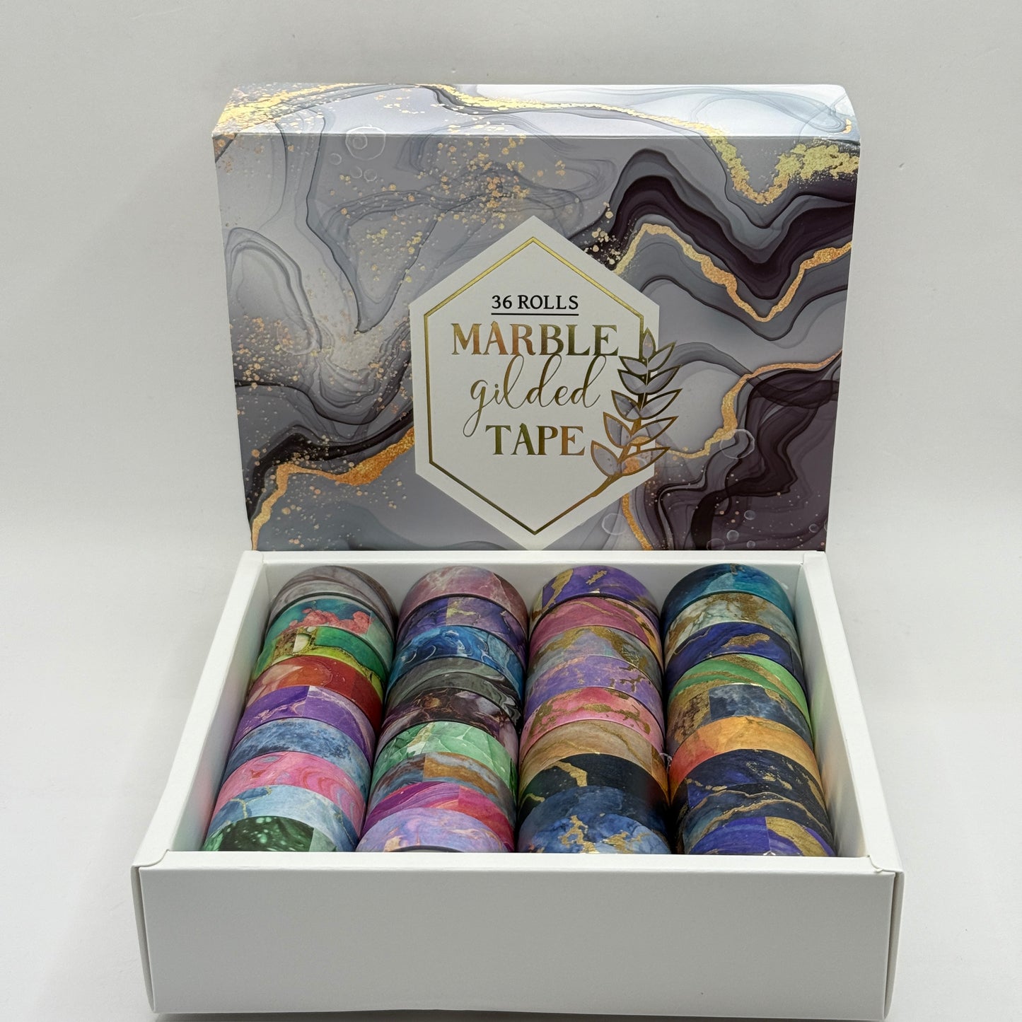 36 Rolls Marble Gilded Washi Tape Set