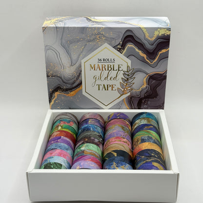 36 Rolls Marble Gilded Washi Tape Set