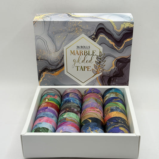 36 Rolls Marble Gilded Washi Tape Set