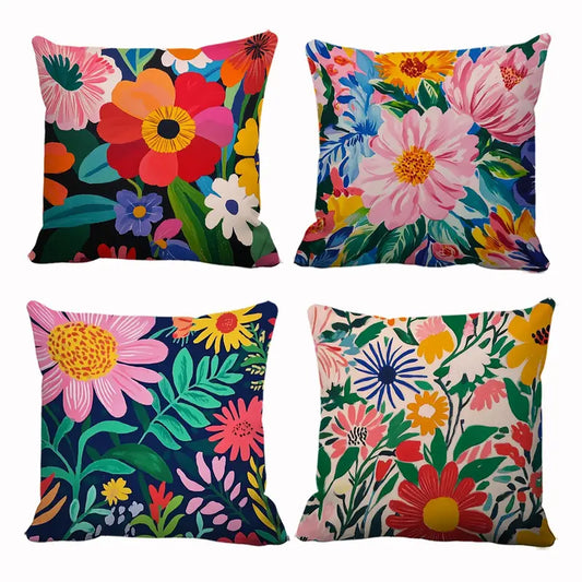 Set of 4 boho vibrant floral cushion covers - chair & sofa cushion covers from google - what’s new home&living materials