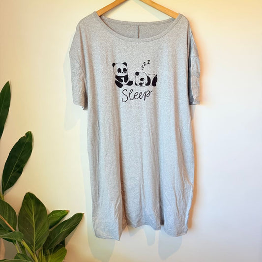 3xl grey panda print sleep t-shirt / nightdress - nightgowns top women’s apparel