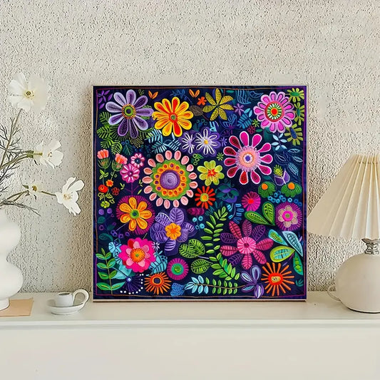 40x40cm vibrant flower diamond art kit – full drill canvas craft set - drawing & painting kits crafts