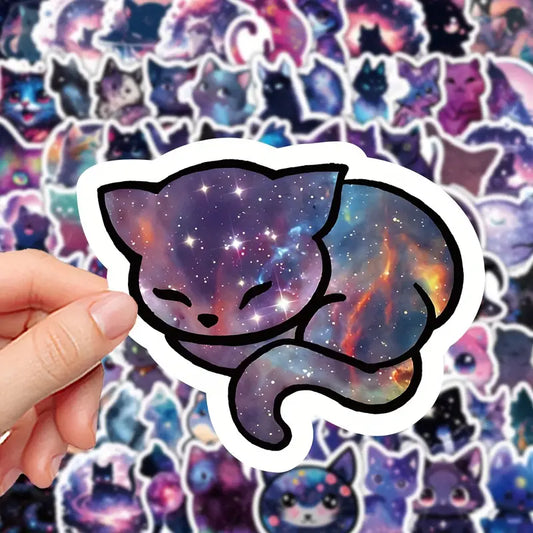 50pc galaxy cat decals – cosmic kawaii stickers for crafts & decor - decorative stickers crafts