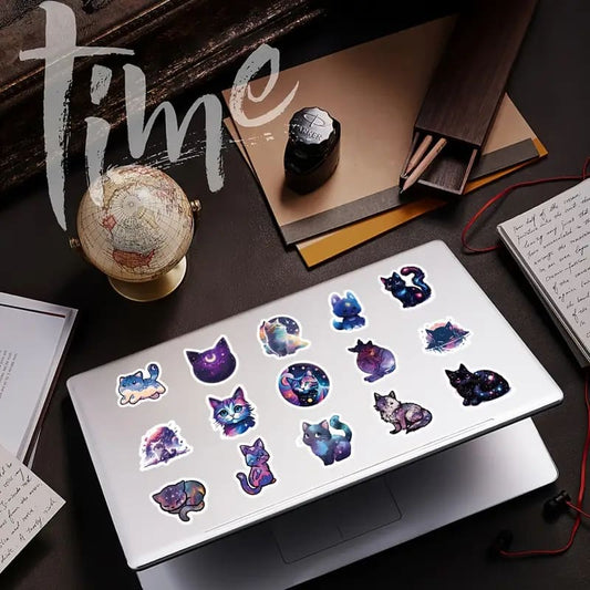 50pc galaxy cat decals – cosmic kawaii stickers for crafts & decor - decorative stickers crafts