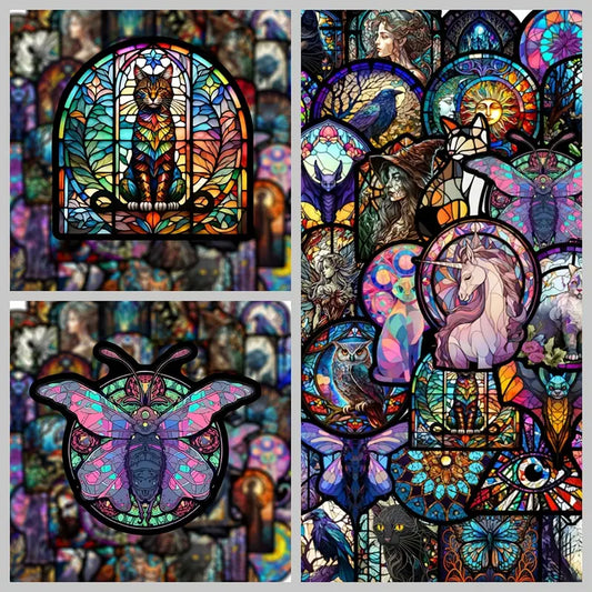 50pc stained glass look decals – add colourful charm anywhere - window films home&living materials