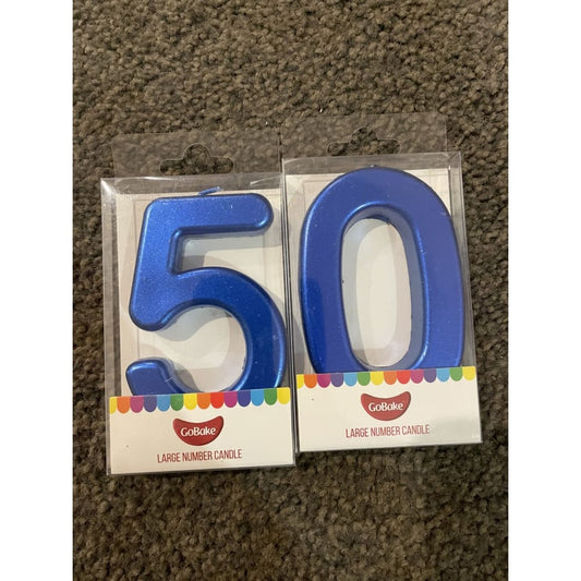 ‘50’ number candles – blue & pink options - blue - birthday candles party supplies - seasonal & holidays decorations