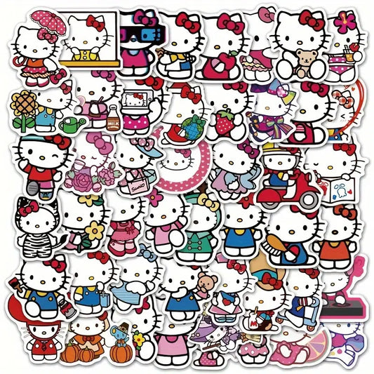 50x hello kitty vinyl stickers – cute kawaii waterproof decals set - decorative stickers crafts