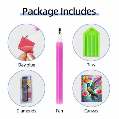 Hummingbird Floral 5D Diamond Painting Kit 30x40cm