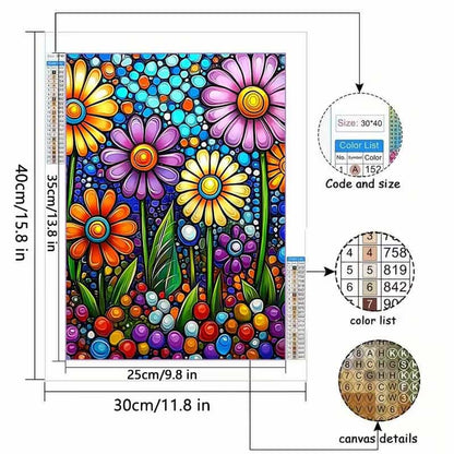 5D Diamond Painting Kit – Vibrant Floral Wall Art 30x40cm (11.8 × 15.8 in)