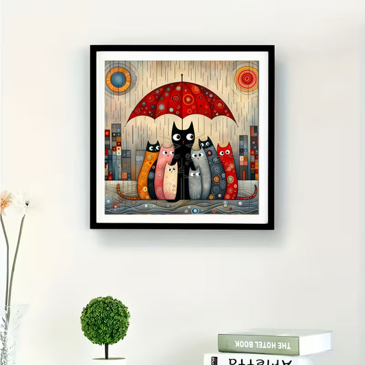 30x30cm Cats in Rain Diamond Art Kit
