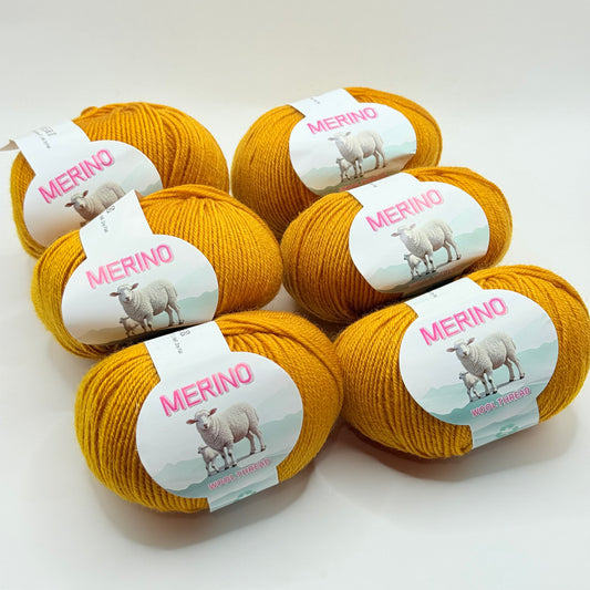 6x Tumeric Merino Wool Yarn Set