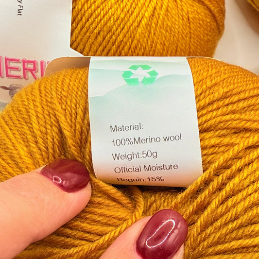 6x Tumeric Merino Wool Yarn Set